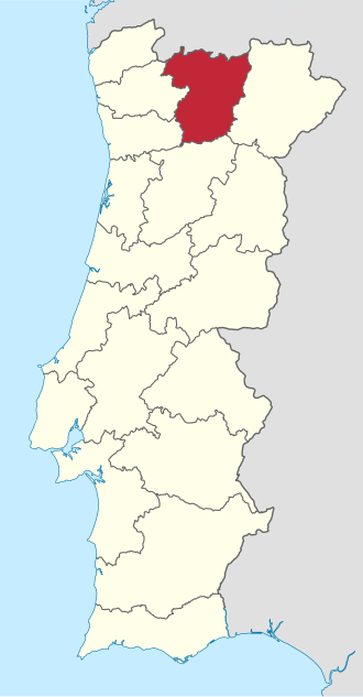 Mapa de ubicación del distrito de Vila Real en Portugal