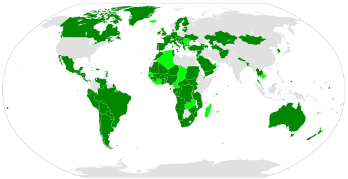 Mapa mundial que muestra el estado de ratificación y firma del pacto por distintos países.