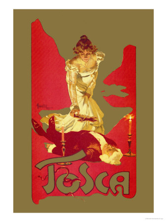 Cartel publicitario original de la ópera Tosca