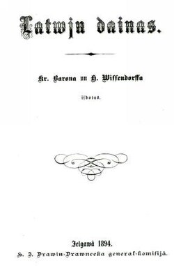 Página de la primera edición de Latvju dainu de 1894