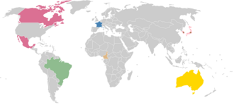 Distribución geográfica de las selecciones participantes