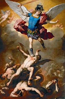 El arcángel san Miguel y los ángeles caídos
