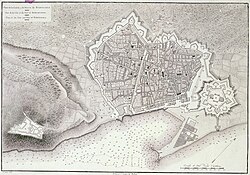 Plano de Barcelona de 1806 con la Ciudadela integrada dentro de las murallas