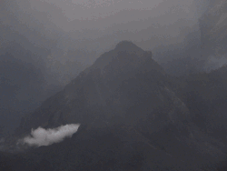 Animación de una erupción del volcán Estrómboli en Italia.