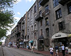 Vista de River Street en Savannah