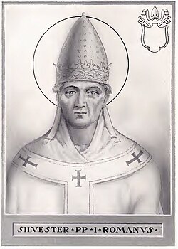 Retrato imaginario de Silvestre I luciendo la tiara papal