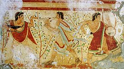 Fresco etrusco de la necrópolis de Monterozzi en Tarquinia