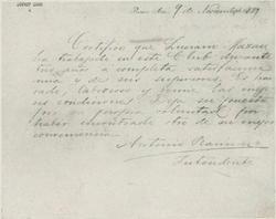Certificado del Jockey Club de Buenos Aires que acredita la baja voluntaria de Lucien Mazan en noviembre de 1899