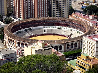 Vista exterior de la Plaza de toros de la Malagueta
