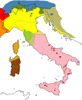 Clasificación de lenguas regionales de Italia según Clemente Merlo y Carlo Tagliavini