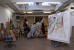 Paula Rego en su estudio durante el año 2007