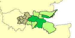 Mapa y distribución territorial del área del Thames Gateway