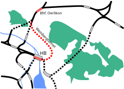 Túnel de Weinberg entre la estación de Zúrich y Oerlikon