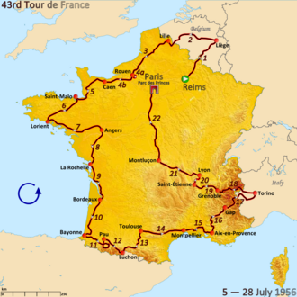 Ciclistas en el Tour de Francia 1956