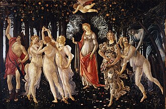 La primavera, obra maestra al temple sobre tabla conservada en la Galería Uffizi.