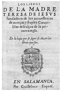 Edición antigua de libros de la Madre Teresa de Jesús de 1588