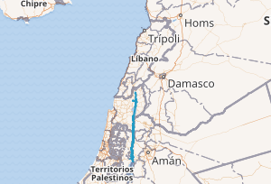 Mapa esquemático del recorrido del río Jordán y sus principales lagos y cuencas