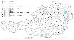 Mapa de los 84 Bezirke o comarcas austriacas