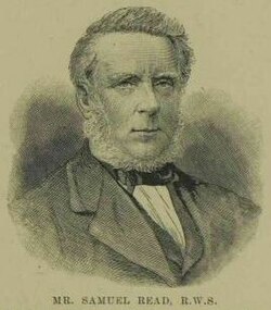 Retrato gráfico o representación de Samuel Read