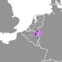 Mapa de distribución del idioma limburgués