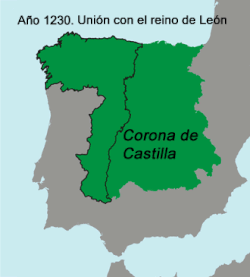 Mapa de la evolución de la Corona de Castilla