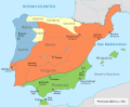 Mapa de la península ibérica en el año 560