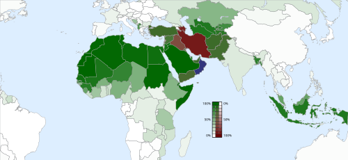 Distribución geográfica de las principales ramas del islam en el siglo XXI.