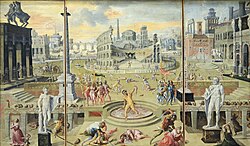 Pintura histórica que representa episodios violentos de la época de los triunviratos.