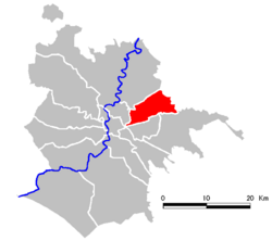 Ubicación del distrito en Roma.