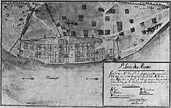 Mapa histórico de Saint-Louis des Illinois de 1780