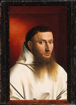 Retrato de un cartujo, óleo sobre tabla de Petrus Christus