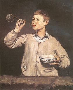 Joven haciendo pompas de jabón de Manet