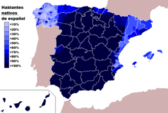 Porcentaje de hablantes nativos de idioma español en España y Andorra