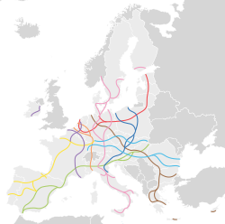 Mapa esquemático de la red troncal de transporte