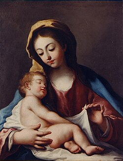 La Virgen con el Niño, óleo sobre lienzo de Antonio Sarnelli