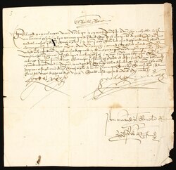 Documento histórico con la firma de los Reyes Católicos
