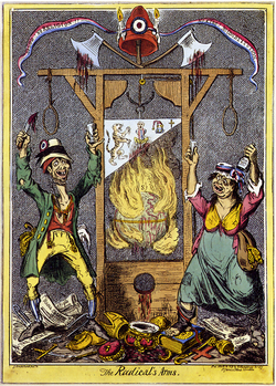 Caricatura del artista inglés George Cruikshank titulada Las armas de los radicales (1819).
