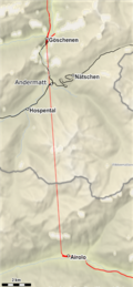 Mapa del túnel ferroviario de San Gotardo