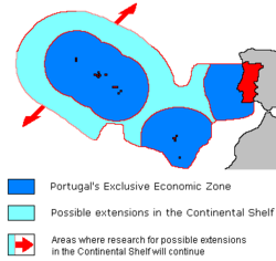 Mapa de la Zona Económica Exclusiva de Portugal