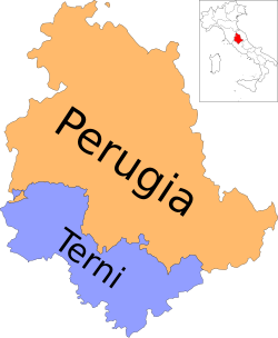 Mapa de las provincias de Umbría