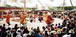 Celebración del festival Shotun en Lhasa