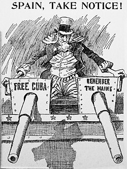Caricatura del Tío Sam amenazando a España