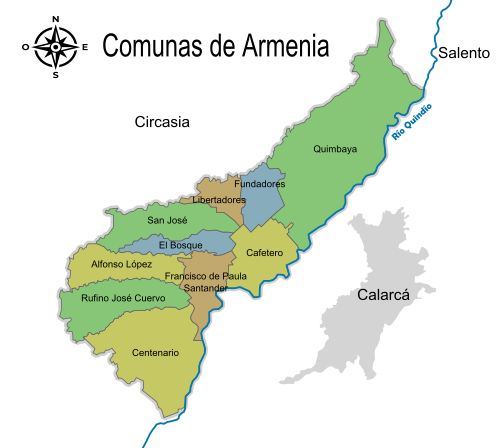 Mapa comunal de Armenia
