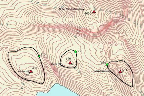 Prominencia topográfica de cumbres en Maine