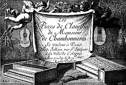 Portada del primer volumen de piezas de clavicordio de Chambonnières de 1670.