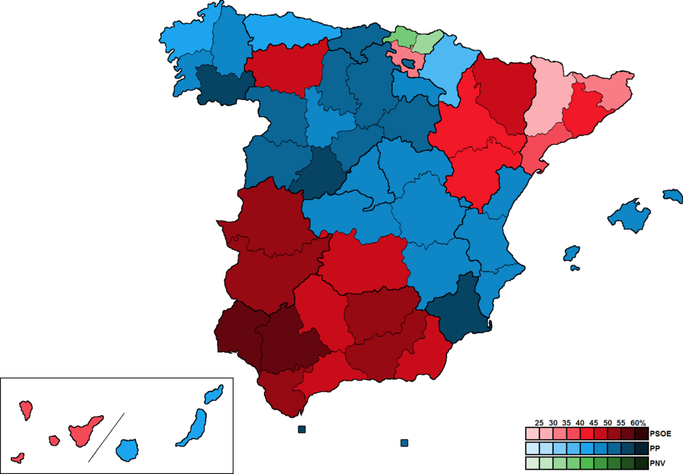 Mapa de resultados por provincia