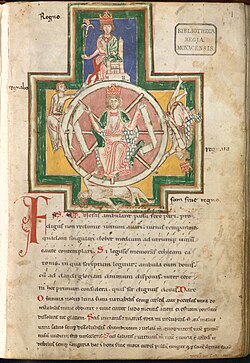 Ilustración de la Rota Fortunae en el Carmina Burana.