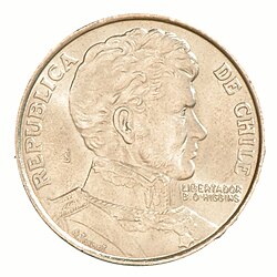 Colección de monedas del sistema monetario chileno.