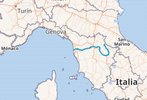 Mapa de localización del río Arno en Italia