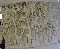 Construcción de una calzada en la Columna de Trajano